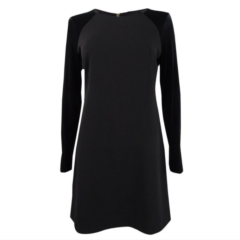 $119 Tommy Hilfiger Women's A line Black Velvet long Sleeve Dress